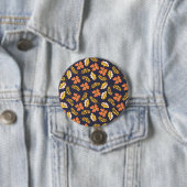 Badge Rond 7,6 Cm Feuilles d'automne en chute chaude avec fleurs (En situation)