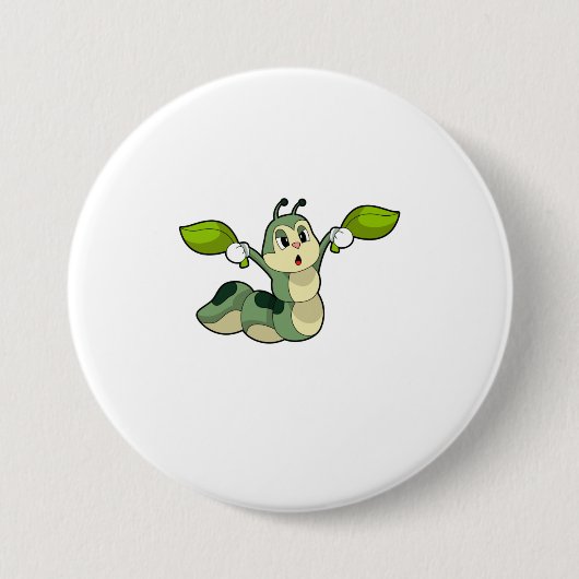 Badge Rond 7,6 Cm Feuilles de chenille (Devant)