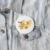 Badge Rond 7,6 Cm Feuilles d'érable d'automne avec Branches et couch