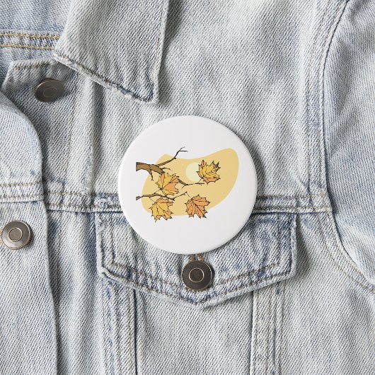 Badge Rond 7,6 Cm Feuilles d'érable d'automne avec Branches et couch
