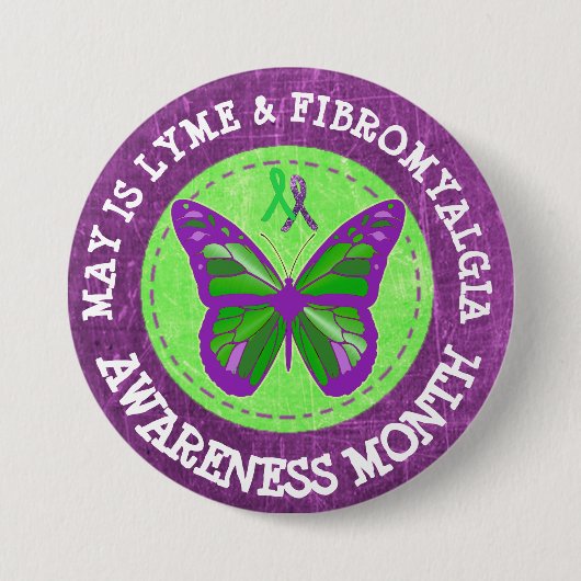 Badge Rond 7,6 Cm Fibromyalgie et Lyme Mois de sensibilisation Bouto (Devant)