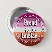 Badge Rond 7,6 Cm Fier d'être lesbienne, National Comout Day (Devant & derrière)