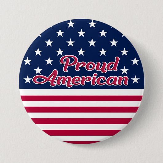 Badge Rond 7,6 Cm Fier drapeau américain étoiles et rayures (Devant)