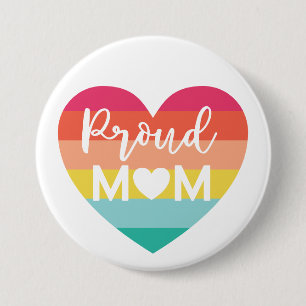 Badge Rond 7,6 Cm Fier maman Gay pride coloré Rainbow Heart