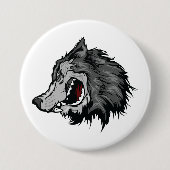 Badge Rond 7,6 Cm Fierce Wolf Head Bold Wild Animal (Devant)