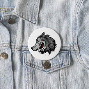 Badge Rond 7,6 Cm Fierce Wolf Head Bold Wild Animal