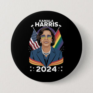 Badge Rond 7,6 Cm Fierté gay Kamala Harris 2024 Vice-présidente LGBT