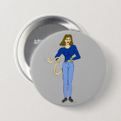 Badge Rond 7,6 Cm fille avec bouton de queue (Devant & derrière)