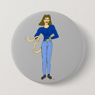 Badge Rond 7,6 Cm fille avec bouton de queue