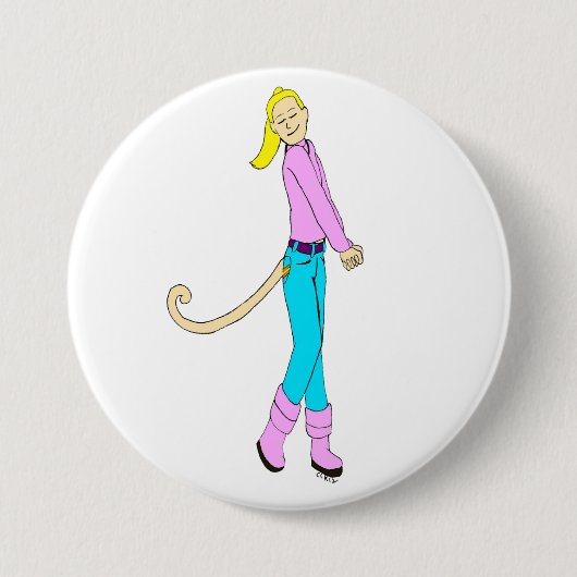 Badge Rond 7,6 Cm fille avec une queue (Devant)