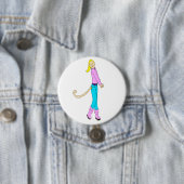 Badge Rond 7,6 Cm fille avec une queue (En situation)