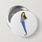 Badge Rond 7,6 Cm fille avec une queue de lapin (Devant & derrière)