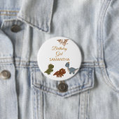 Badge Rond 7,6 Cm FILLE Boho T rex Dinosaur (En situation)