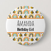 Badge Rond 7,6 Cm Fille d'anniversaire mignonne Bumble Bee et Motif  (Devant)