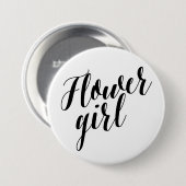 Badge Rond 7,6 Cm Fille de Fleur Écriture Noire Bouton (Devant & derrière)