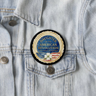 Badge Rond 7,6 Cm Fille de la Révolution Américaine Patriote USA