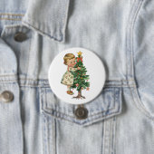 Badge Rond 7,6 Cm Fille de Noël (En situation)