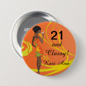 Badge Rond 7,6 Cm Fille de partie chique de diva (Devant & derrière)