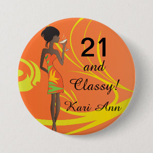 Badge Rond 7,6 Cm Fille de partie chique de diva