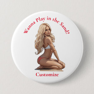 Badge Rond 7,6 Cm Fille de plage de Bikini Thunder_Cove