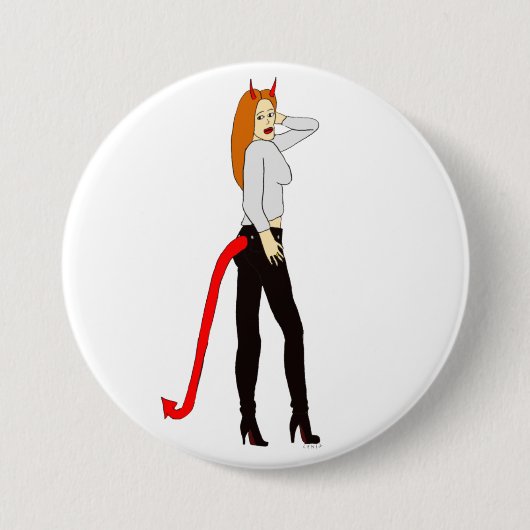 Badge Rond 7,6 Cm fille diable (Devant)