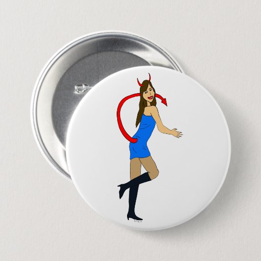 Badge Rond 7,6 Cm fille diable (Devant & derrière)