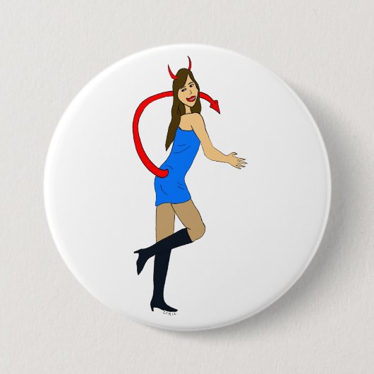 Badge Rond 7,6 Cm fille diable (Devant)