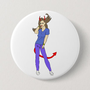 Badge Rond 7,6 Cm fille diable