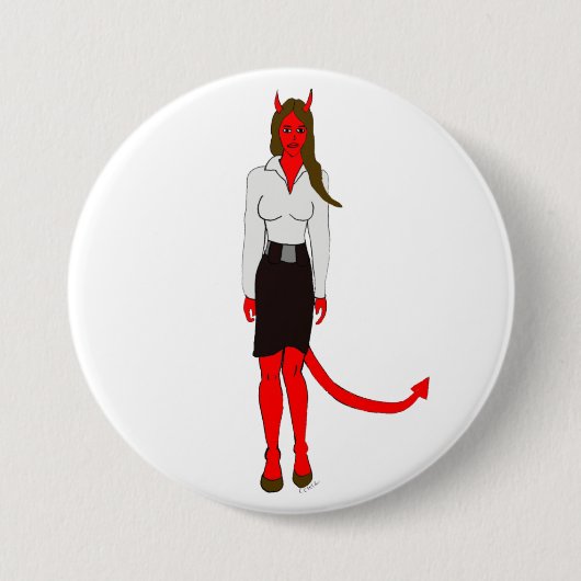 Badge Rond 7,6 Cm fille diable (Devant)