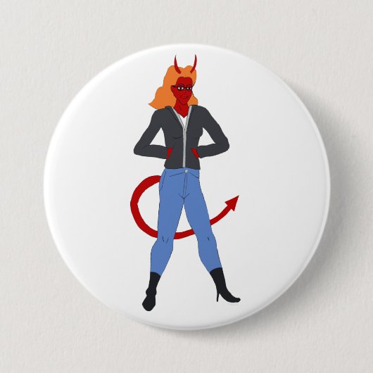 Badge Rond 7,6 Cm fille diable (Devant)