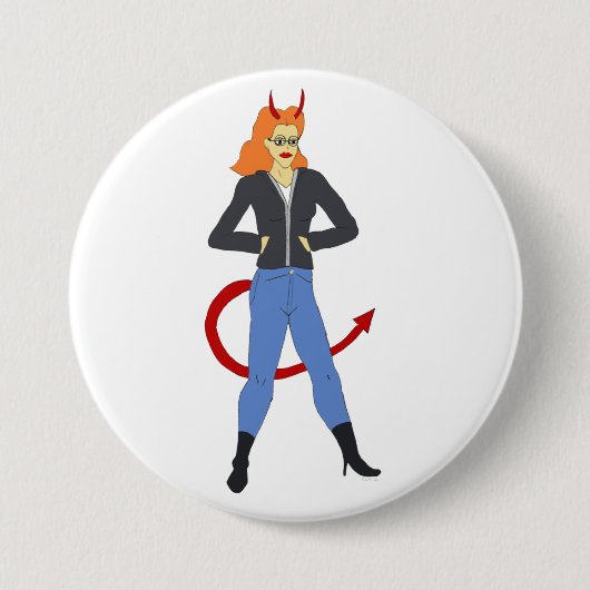 Badge Rond 7,6 Cm fille diable (Devant)