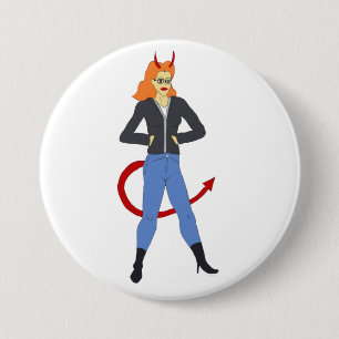 Badge Rond 7,6 Cm fille diable