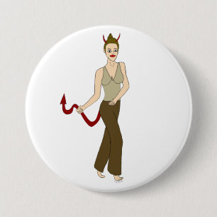 Badge Rond 7,6 Cm fille diable