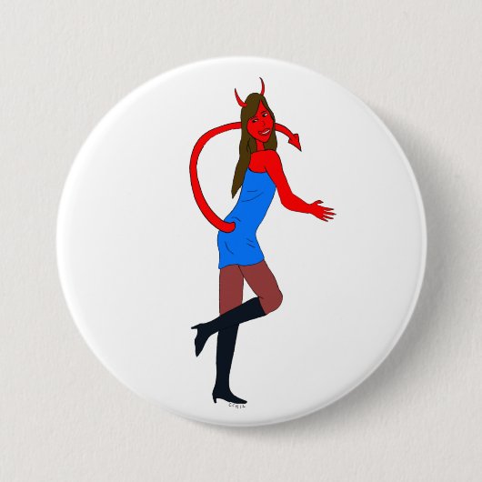Badge Rond 7,6 Cm fille diable (Devant)