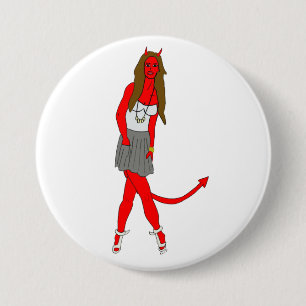 Badge Rond 7,6 Cm fille diable