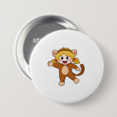 Badge Rond 7,6 Cm Fille en costume comme singe (Devant & derrière)
