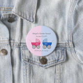 Badge Rond 7,6 Cm Fille ou garçon Bébé Transport Genre Révéler Douch (En situation)