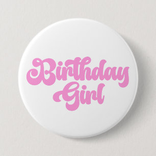 Badge Rond 7,6 Cm Fille rose Anniversaire Fille 1er Premier Annivers