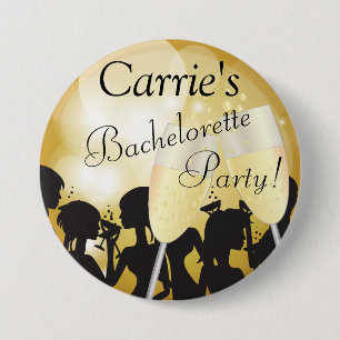 Badge Rond 7,6 Cm Filles Night Out Bachelorette Party in Gold Bokeh