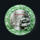 Badge Rond 7,6 Cm Fir d'hiver, Joyeux Noël<br><div class="desc">Fir d'hiver,  Joyeux Noël,  design festif.</div>
