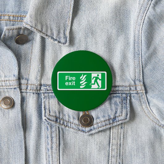 Badge Rond 7,6 Cm Fire Exit Safety Sign Emergency Evacuation