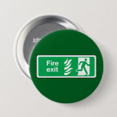 Badge Rond 7,6 Cm Fire Exit Safety Sign Emergency Evacuation (Devant & derrière)