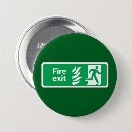 Badge Rond 7,6 Cm Fire Exit Safety Sign Emergency Evacuation (Devant & derrière)
