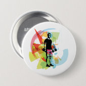 Badge Rond 7,6 Cm Fitness Abstrait Art of Man Lifting Dumbbells (Devant & derrière)