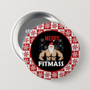 Badge Rond 7,6 Cm Fitness amusant Thème Noël Fitmas Trainer Salle