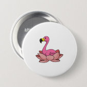 Badge Rond 7,6 Cm Flamant rose à fleur de Lotus (Devant & derrière)