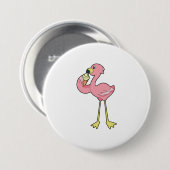 Badge Rond 7,6 Cm Flamant rose à la crème glacée gaufre (Devant & derrière)