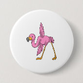 Badge Rond 7,6 Cm Flamant rose à Yoga Exercice d'étirement (Devant)
