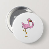 Badge Rond 7,6 Cm Flamant rose avec Lipstick (Devant & derrière)