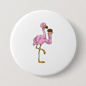 Badge Rond 7,6 Cm Flamant rose avec muffin (Devant)